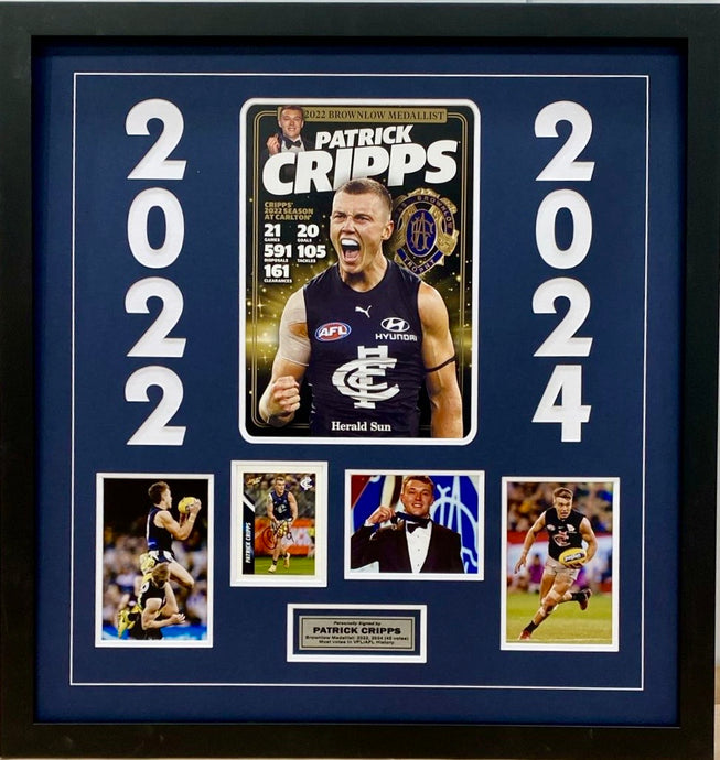 Patrick Cripps signed football card and photo collage