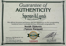 Load image into Gallery viewer, NOVAK DJOKOVIC Signed Tennis Racquet &amp; Photos/Balls Collage Display
