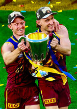 Load image into Gallery viewer, BRISBANE LIONS “2025 Premiers” Team Signed Photos &amp; Poster Collage Display
