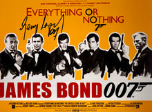 Load image into Gallery viewer, JAMES BOND - Sean Connery, Roger Moore, Timothy Dalton, Pierce Brosnan, Daniel Craig &amp; George Lazenby Signed Crew Bag &amp; Photo/Cards Display
