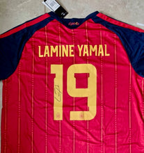 Load image into Gallery viewer, LAMINE YAMAL “2026 World Cup Champion” Signed Spain Jersey &amp; Photo Collage Display
