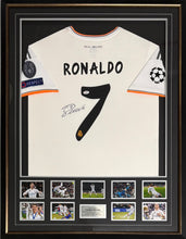 Load image into Gallery viewer, CRISTIANO RONALDO Signed Real Madrid Jersey &amp; Photo Collage Display1
