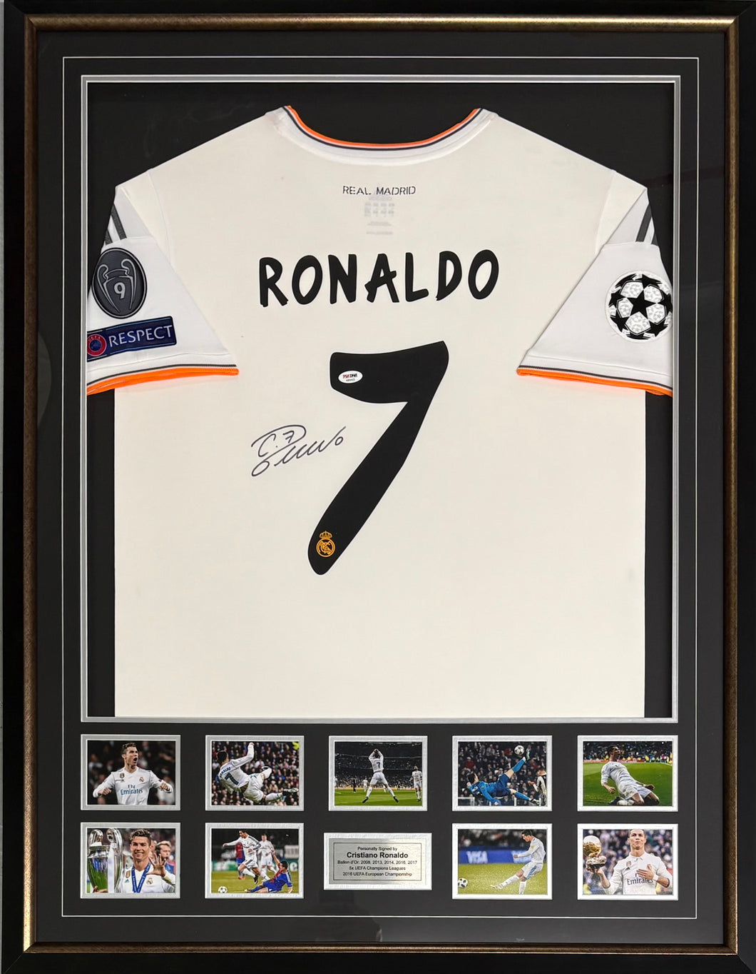 CRISTIANO RONALDO Signed Real Madrid Jersey & Photo Collage Display1
