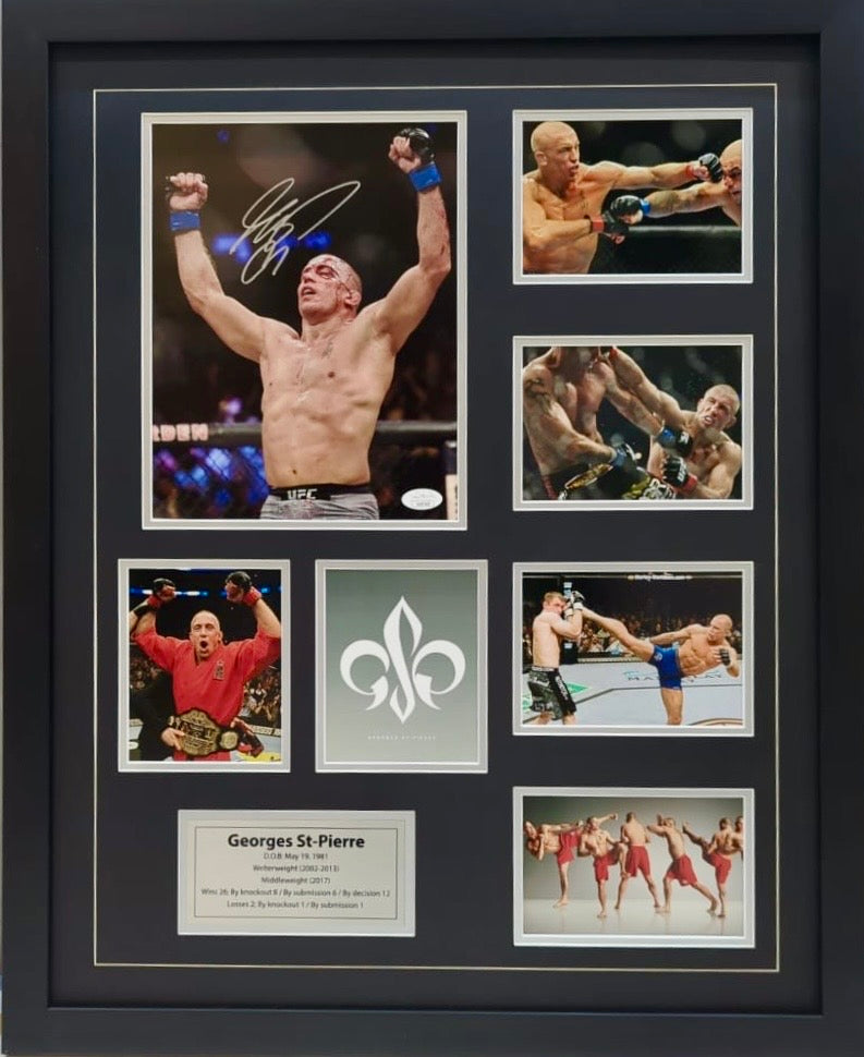 GEORGES ST-PIERRE Signed Photo Collage Display