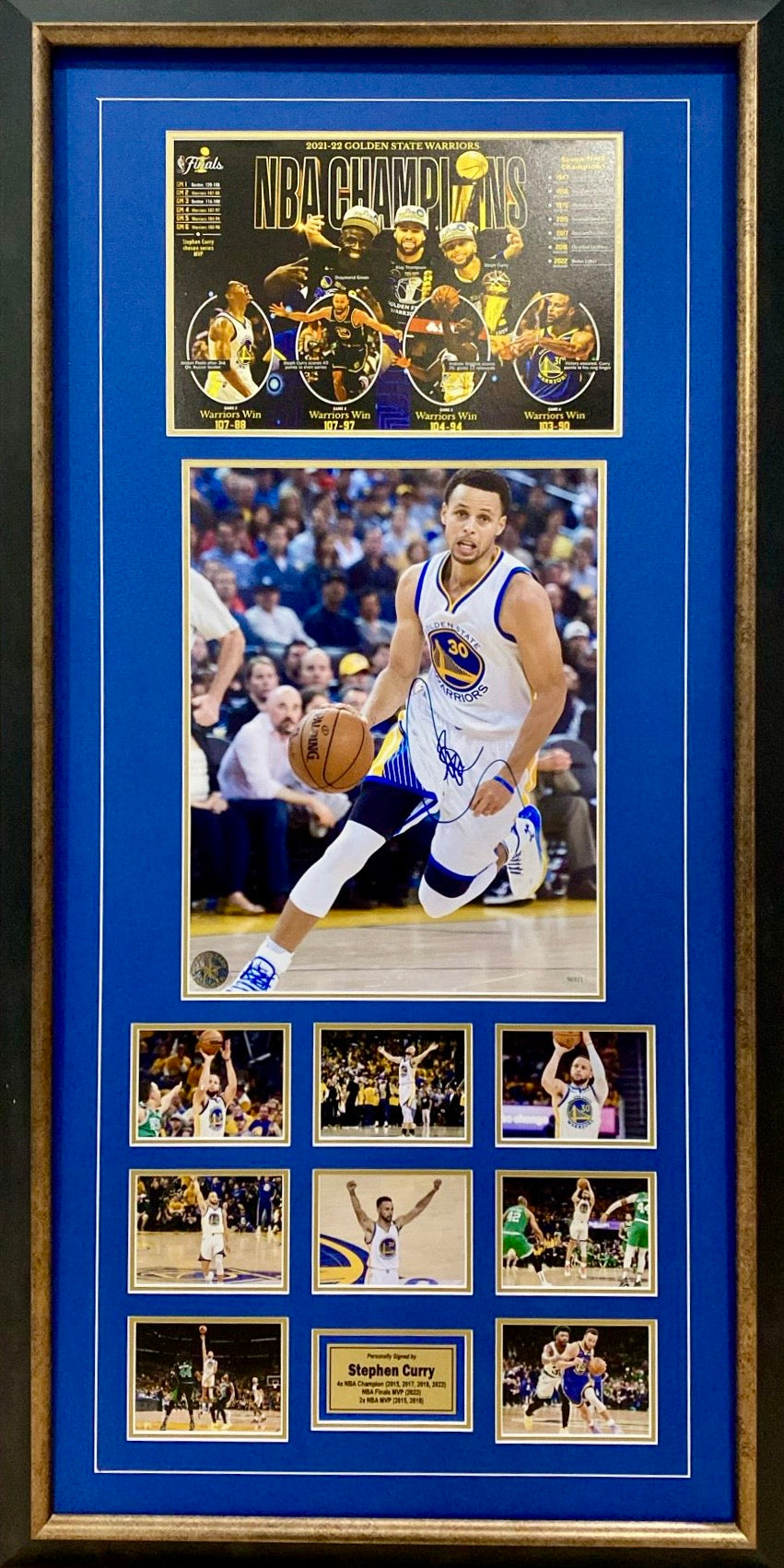 STEPHEN CURRY “Golden State Warriors” Signed Photo Collage Display