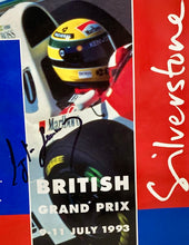 Load image into Gallery viewer, AYRTON SENNA Signed 1993 Silverstone F1 GP Programme &amp; Gloves &amp; Steering Wheel Display
