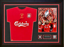 Load image into Gallery viewer, STEVEN GERRARD Signed “2005 Champions League” Liverpool Jersey Display
