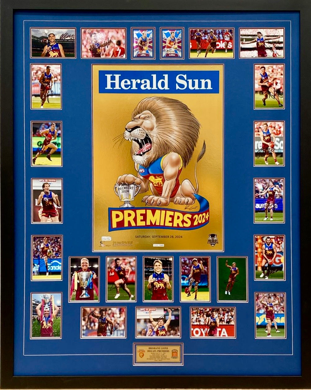 BRISBANE LIONS “2024 Premiers” Team Signed Photos & Poster Collage Display