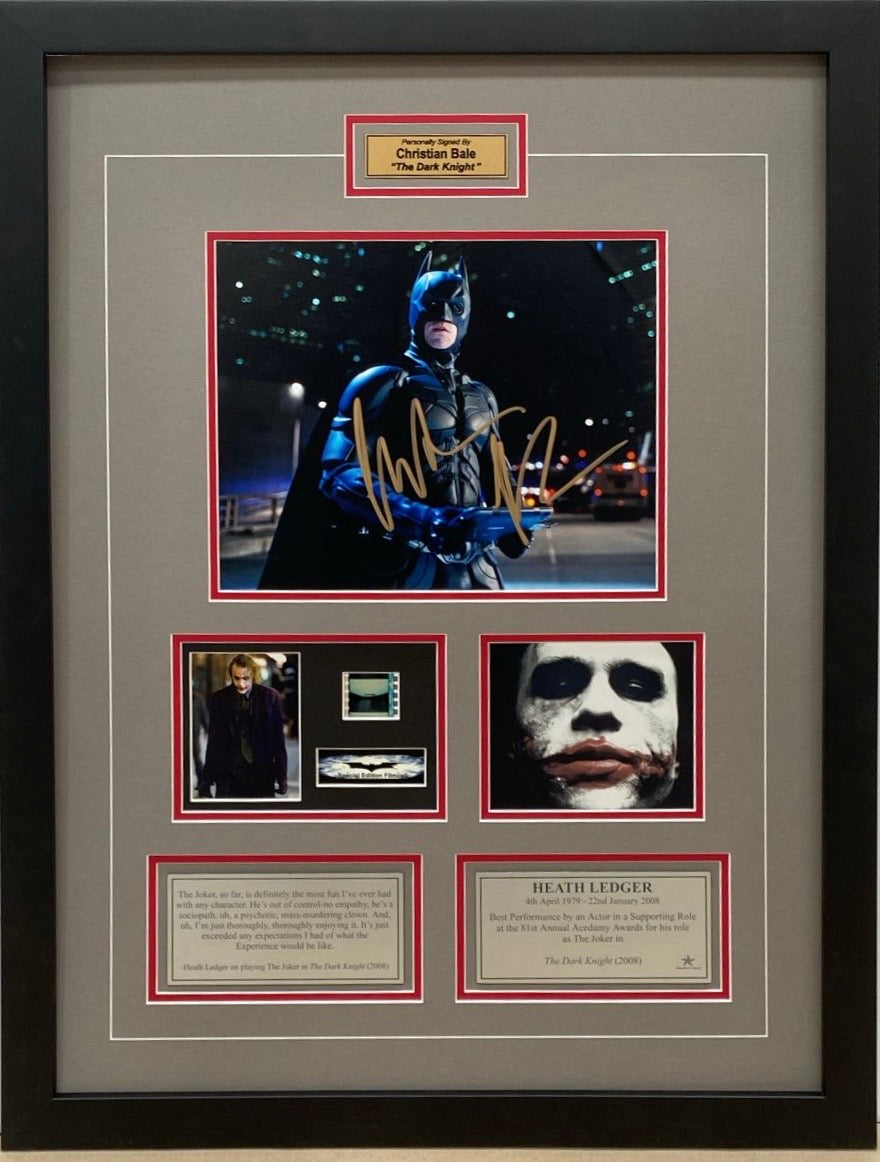 THE DARK KNIGHT - CHRISTIAN BALE Signed Photo & Filmcell Collage Display
