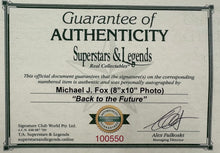 Load image into Gallery viewer, BACK TO THE FUTURE - Michael J Fox Signed Photo &amp; Jacket Display
