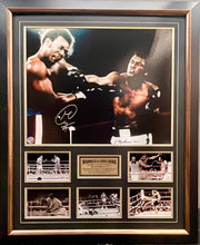 Load image into Gallery viewer, MUHAMMAD ALI &amp; GEORGE FOREMAN Signed &quot;The Rumble in the Jungle&quot; 16”x20” Photo Collage Display
