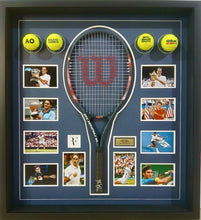 Load image into Gallery viewer, ROGER FEDERER Signed Tennis Racquet &amp; Photo Collage Display
