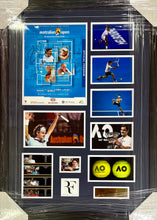 Load image into Gallery viewer, ROGER FEDERER Signed 2008 Australian Open Program &amp; Photo/Ball Collage Display
