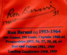 Load image into Gallery viewer, Unframed RON BARASSI &amp; ROBERT FLOWER Signed “Team of the Century” Melbourne Jumper
