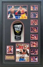 Load image into Gallery viewer, FLOYD MAYWEATHER JR. &amp; MANNY PACQUIAO Signed Boxing Glove &amp; Photo Display
