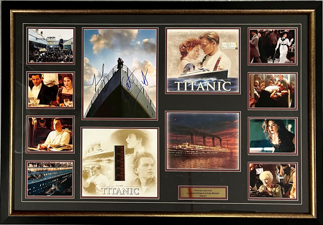 TITANIC - LEONARDO DiCAPRIO & KATE WINSLET Signed Photo & Filmcell Collage Display