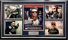 Load image into Gallery viewer, TERMINATOR - Schwarzenegger, Patrick, Hamilton, Furlong &amp; Biehn Signed Photos &amp; Poster Collage Display
