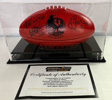 Load image into Gallery viewer, PETER, JOSH &amp; NICK DAICOS Signed Collingwood Sherrin Football Cased Display
