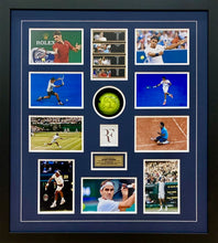 Load image into Gallery viewer, ROGER FEDERER Signed Tennis Ball &amp; Photo Collage Display
