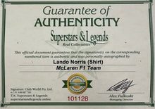 Load image into Gallery viewer, LANDO NORRIS Signed McLaren F1 Team Shirt Display
