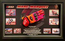 Load image into Gallery viewer, MARC MARQUEZ Signed Racing Glove &amp; Photo Montage Display
