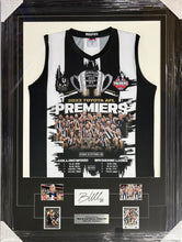 Load image into Gallery viewer, NICK DAICOS, JOSH DAICOS &amp; BOBBY HILL Signed “2023 Premiers” Jumper &amp; Cards Collage Display
