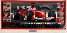 Load image into Gallery viewer, MICHAEL SCHUMACHER “Scuderia Ferrari” Signed F1 Brake Pad &amp; Championship Print Display1
