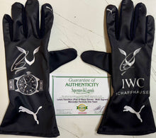 Load image into Gallery viewer, LEWIS HAMILTON “Mercedes F1 Team” Signed Race Gloves (Pair) &amp; Championship Print
