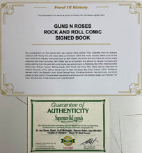 Load image into Gallery viewer, GUNS N’ ROSES - AXL ROSE, SLASH, DUFF McKAGAN, STEVEN ADLER &amp; IZZY STRADLIN Signed Comic &amp; LP Collage Display
