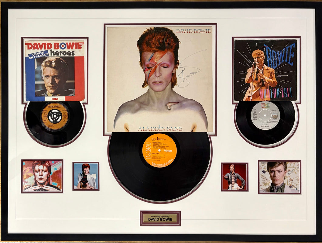 DAVID BOWIE Signed Vinyl Album & Record Collage Display