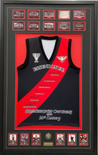 Load image into Gallery viewer, JAMES HIRD, MARK THOMPSON, TERRY DANIHER &amp; KEN FRASER Signed “Premiership Captains” Jumper &amp; Cards Display
