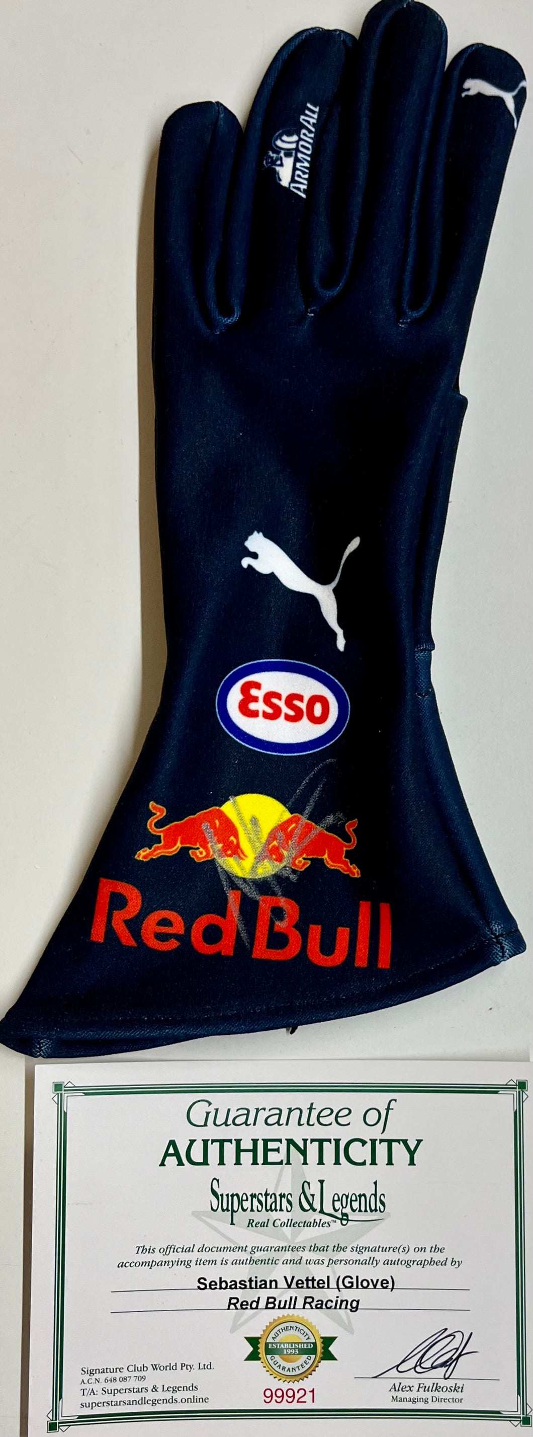 SEBASTIAN VETTEL Signed F1 Red Bull Race Glove