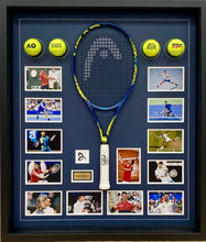 Load image into Gallery viewer, NOVAK DJOKOVIC Signed Tennis Racquet &amp; Photos/Balls Collage Display
