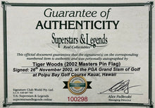 Load image into Gallery viewer, TIGER WOODS Signed “2002 Masters Champion” Pin Flag Display
