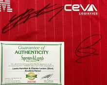 Load image into Gallery viewer, LEWIS HAMILTON &amp; CHARLES LECLERC Signed F1 Scuderia Ferrari Shirt1
