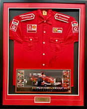 Load image into Gallery viewer, MICHAEL SCHUMACHER Signed F1 Scuderia Ferrari Shirt &amp; Print Display
