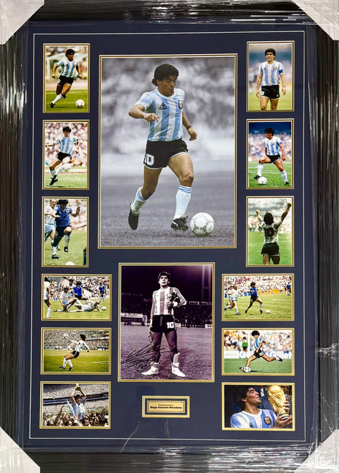 Diego Maradona signed photo collage