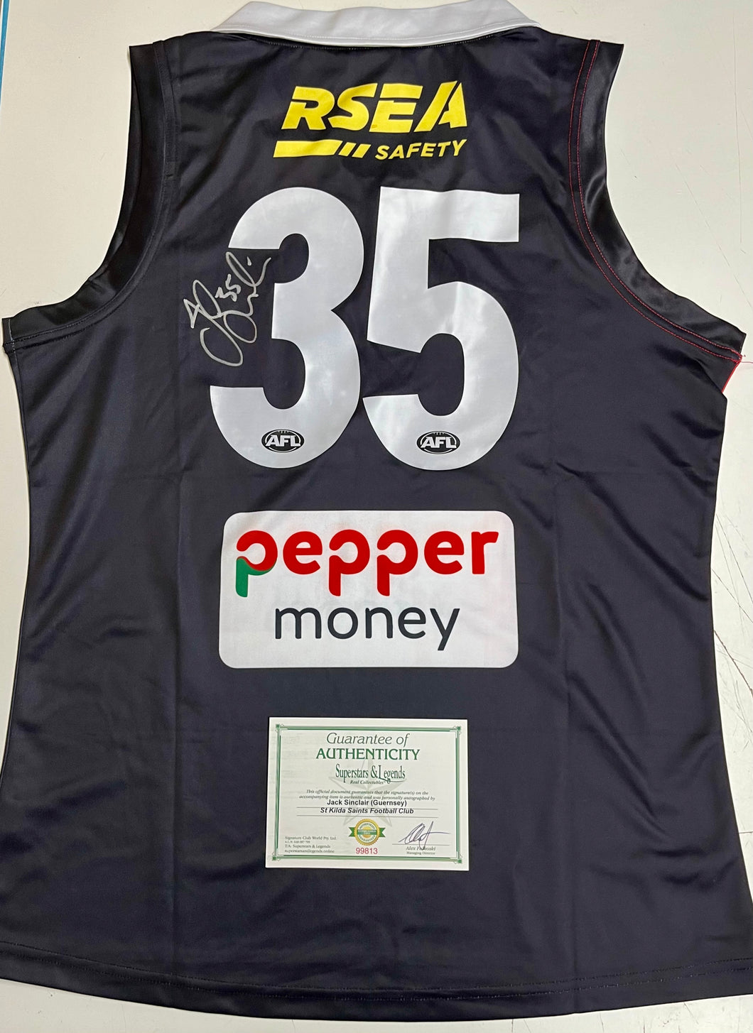 Unframed JACK SINCLAIR Signed St Kilda Jumper