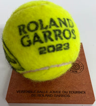 Load image into Gallery viewer, NOVAK DJOKOVIC Signed &amp; Authentic Used Tennis Ball from 2023 Roland Garros on Official Base
