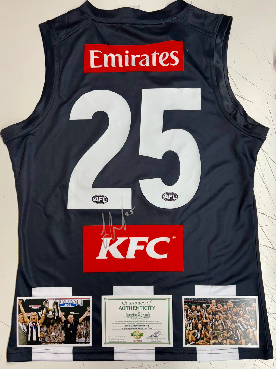 Unframed JACK CRISP Signed Collingwood Jumper