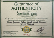 Load image into Gallery viewer, ROGER FEDERER, RAFAEL NADAL &amp; NOVAK DJOKOVIC Signed Photos Collage Display2
