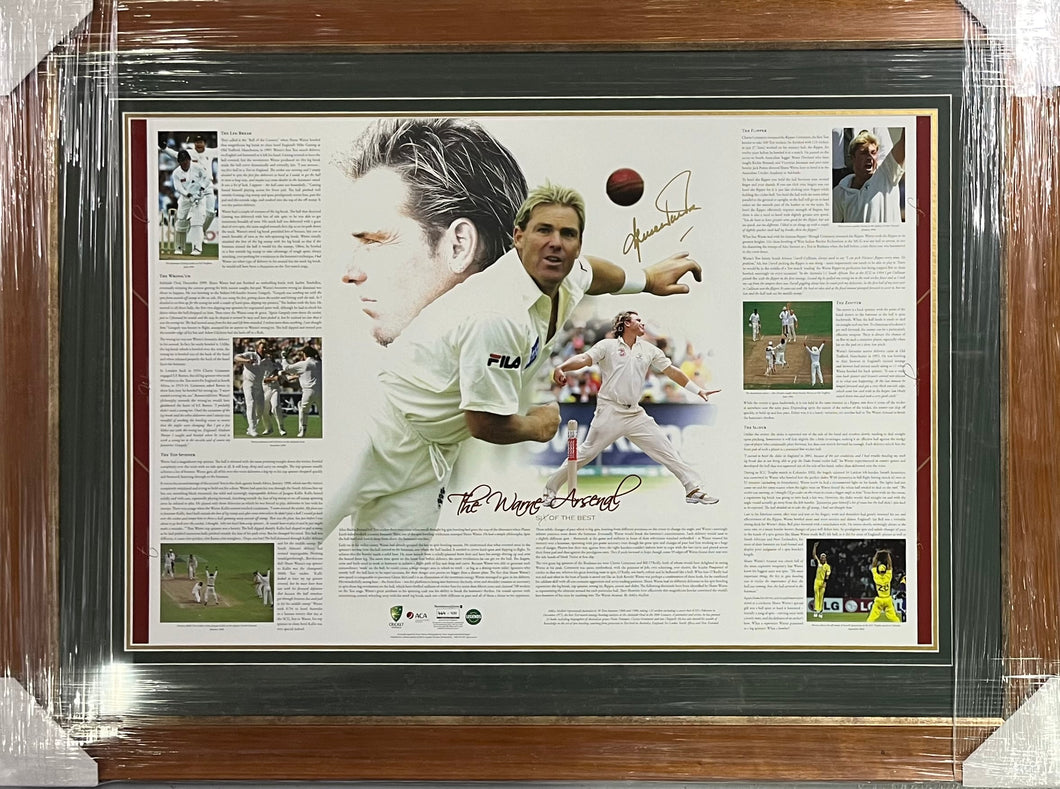 SHANE WARNE Signed “The Warne Arsenal” Lithograph Display