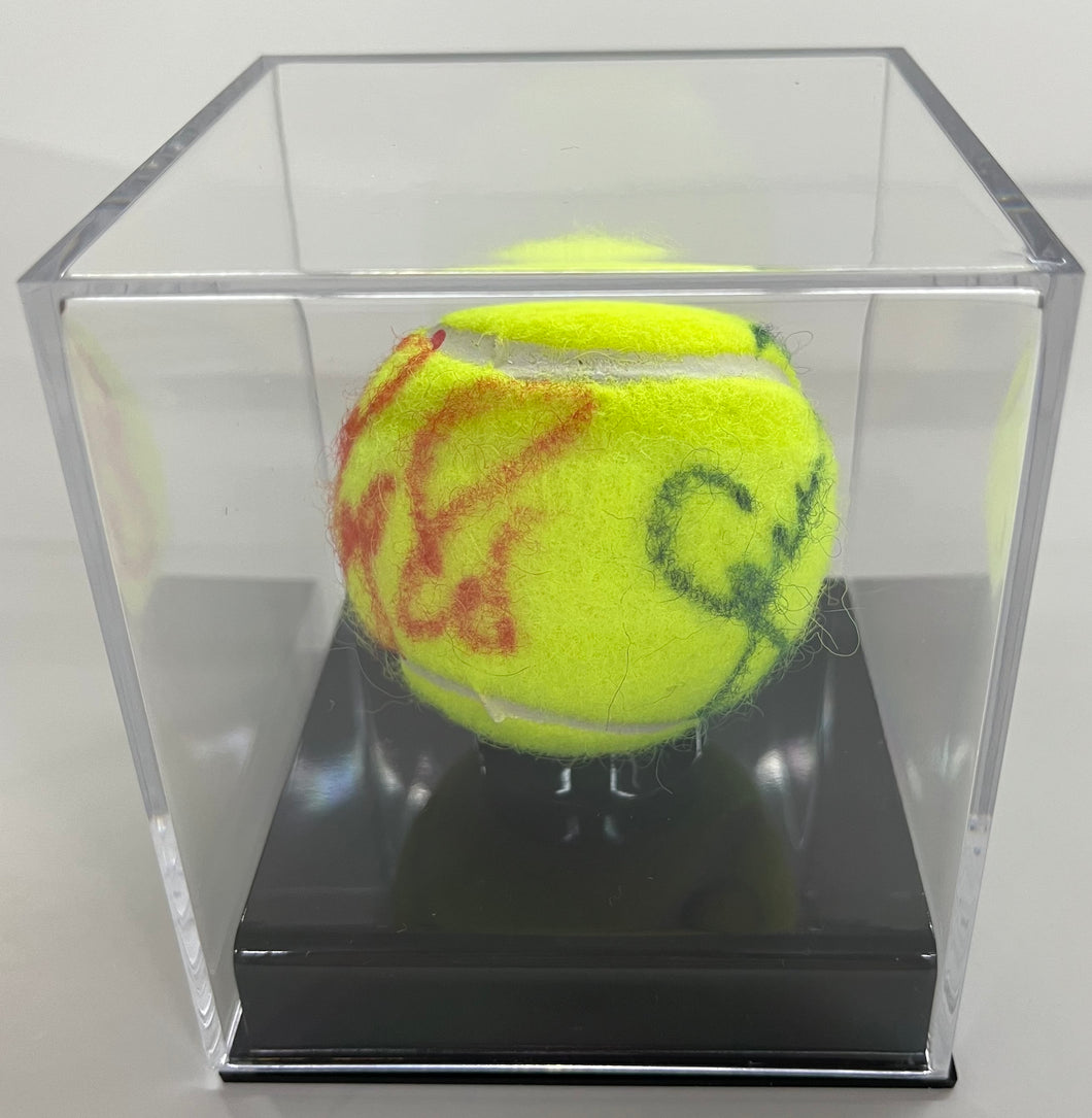 ROGER FEDERER & SERENA WILLIAMS Signed Tennis Ball in Display Box