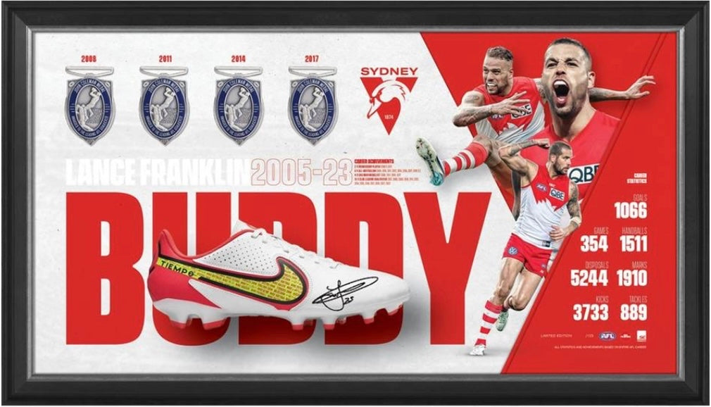 LANCE FRANKLIN “Sydney Swans”Signed Retirement Boot Display