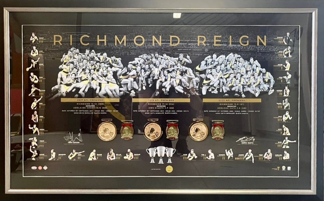 DUSTIN MARTIN & TRENT COTCHIN “Richmond Reign” Signed Lithograph Display