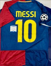 Load image into Gallery viewer, LIONEL MESSI &amp; CRISTIANO RONALDO Signed Barcelona &amp; Real Madrid Jerseys &amp; Photo Collage Display
