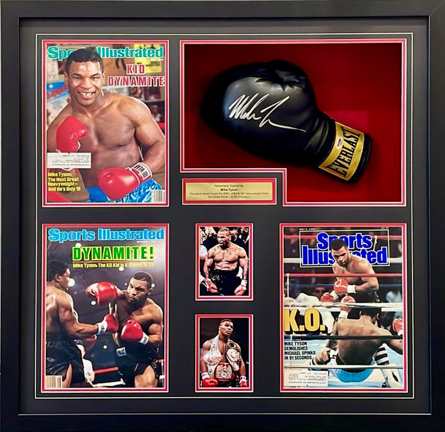MIKE TYSON Signed Boxing Glove & Photo Collage Display3