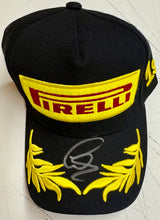 Load image into Gallery viewer, LEWIS HAMILTON, SEBASTIAN VETTEL &amp; MAX VERSTAPPEN Signed F1 Pirelli Podium Caps
