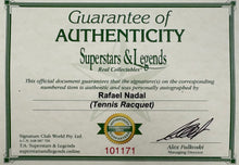 Load image into Gallery viewer, RAFAEL NADAL Signed Tennis Racquet &amp; Photos/Balls Collage Display
