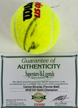 Load image into Gallery viewer, CARLOS ALCARAZ Signed US Open 2025 Tennis Ball in Display Box

